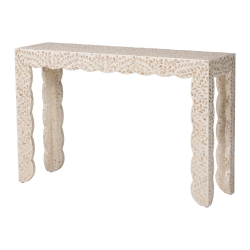 bali & pari Hedya Floral Capiz Shell Console Table with Scalloped Detailing Baxton Studio restaurant furniture, hotel furniture, commercial furniture, wholesale living room furniture, wholesale console table, classic console table